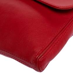 Pre Owned Carolina Herrera Red Leather Flap Shoulder Bag
