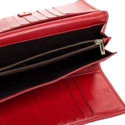 Pre Owned Carolina Herrera Red Monogram Leather Clutch