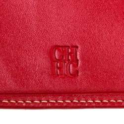 Pre Owned Carolina Herrera Red Monogram Leather Clutch