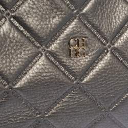 Pre Owned Carolina Herrera Metallic Quilted Leather Shopper Tote