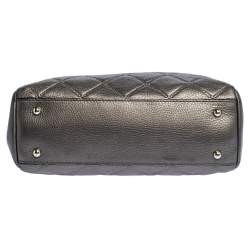 Pre Owned Carolina Herrera Metallic Quilted Leather Shopper Tote