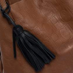 Pre Owned Carolina Herrera Brown Monogram Leather Matryoshka Tote