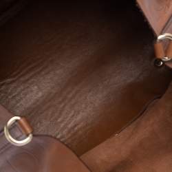 Pre Owned Carolina Herrera Brown Monogram Leather Matryoshka Tote