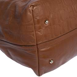 Pre Owned Carolina Herrera Brown Monogram Leather Matryoshka Tote