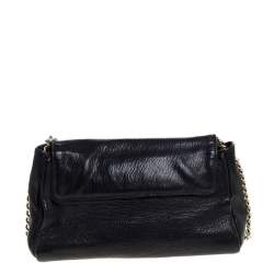 Pre Owned Carolina Herrera Black Leather Flap Shoulder Bag