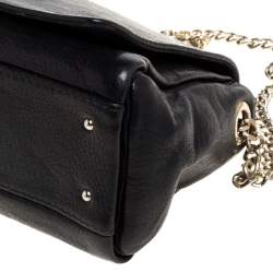 Pre Owned Carolina Herrera Black Leather Flap Shoulder Bag