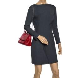 Carolina Herrera Red Leather Small Minuetto Top Handle Bag