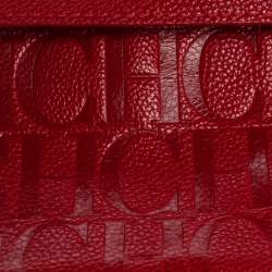 Carolina Herrera Red Leather Small Minuetto Top Handle Bag
