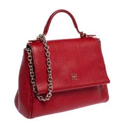 Carolina Herrera Red Leather Small Minuetto Top Handle Bag