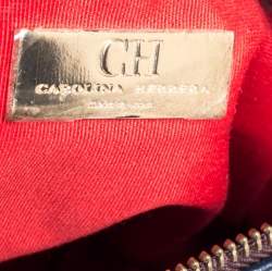 Pre Owned Carolina Herrera Navy Blue Pebbled Leather Maria Shoulder Bag