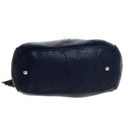 Pre Owned Carolina Herrera Navy Blue Pebbled Leather Maria Shoulder Bag