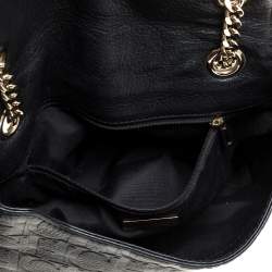 Pre Owned Carolina Herrera Black Monogram Leather Audrey Shoulder Bag