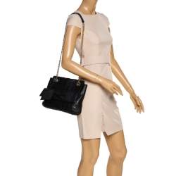 Pre Owned Carolina Herrera Black Leather Audrey Shoulder Bag