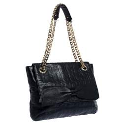 Pre Owned Carolina Herrera Black Leather Audrey Shoulder Bag