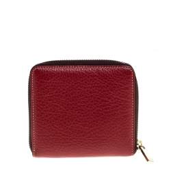 Pre Owned Carolina Herrera Red Leather Compact Wallet