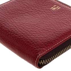 Pre Owned Carolina Herrera Red Leather Compact Wallet