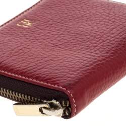 Pre Owned Carolina Herrera Red Leather Compact Wallet