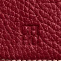 Pre Owned Carolina Herrera Red Leather Compact Wallet