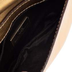 Pre Owned Carolina Herrera Metallic Gold Leather Flap Chain Bag