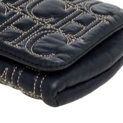 Pre Owned Carolina Herrera Dark Blue Leather Jerry Clutch