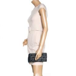 Pre Owned Carolina Herrera Dark Blue Leather Jerry Clutch