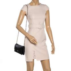 Pre Owned Carolina Herrera Black Leather Chain Flap Shoulder Bag