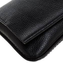 Pre Owned Carolina Herrera Black Leather Chain Flap Shoulder Bag