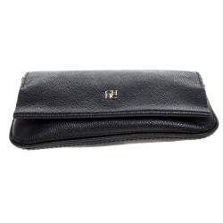 Pre Owned Carolina Herrera Black Leather Chain Flap Shoulder Bag