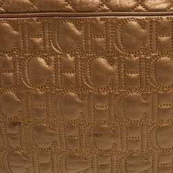 Pre Owned Carolina Herrera Bronze Leather Monogram Camera Bag