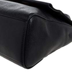 Pre Owned Carolina Herrera Black Leather Minuetto Flap Top Handle Bag