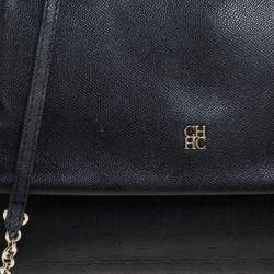 Pre Owned Carolina Herrera Black Leather Minuetto Flap Top Handle Bag