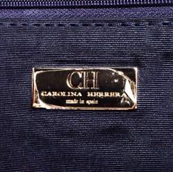 Pre Owned Carolina Herrera Purple Croc Embossed Patent Leather Tote