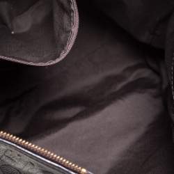 Pre Owned Carolina Herrera Dark Brown Monogram Leather Tassel Tote