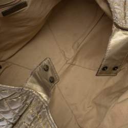 Pre Owned Carolina Herrera Metallic Gold Quilted Signature Leather Chain Tote