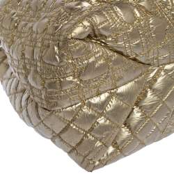Pre Owned Carolina Herrera Metallic Gold Quilted Signature Leather Chain Tote