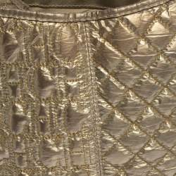 Pre Owned Carolina Herrera Metallic Gold Quilted Signature Leather Chain Tote