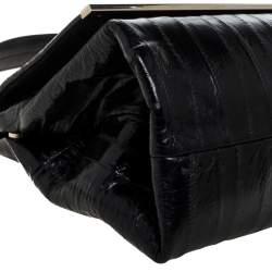 Pre Owned Carolina Herrera Black Leather Camelot Top Handle Bag