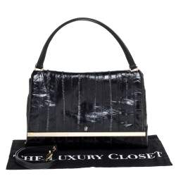 Pre Owned Carolina Herrera Black Leather Camelot Top Handle Bag