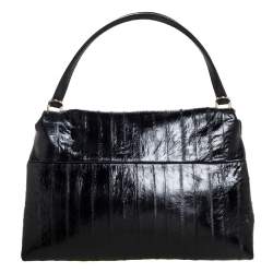 Pre Owned Carolina Herrera Black Leather Camelot Top Handle Bag