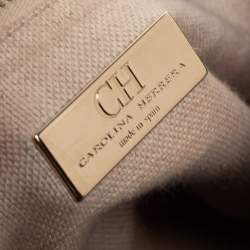 Pre Owned Carolina Herrera Black Leather Camelot Top Handle Bag