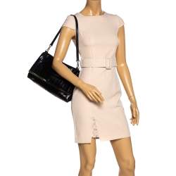 Pre Owned Carolina Herrera Black Leather Camelot Top Handle Bag