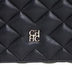Pre Owned Carolina Herrera Black Quilted Leather Flap Chain Shoulder Bag