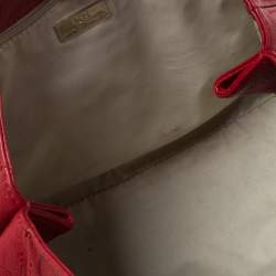 Pre Owned Carolina Herrera Red Monogram Leather Audrey Tote