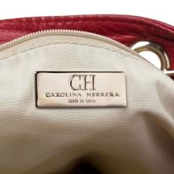 Pre Owned Carolina Herrera Red Monogram Leather Audrey Tote