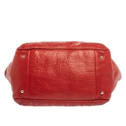 Pre Owned Carolina Herrera Red Monogram Leather Audrey Tote
