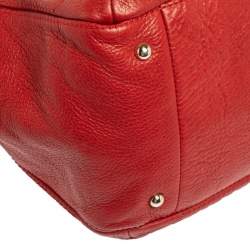 Pre Owned Carolina Herrera Red Monogram Leather Audrey Tote