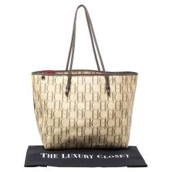 Pre Owned Carolina Herrera Beige/Brown Monogram PVC and Leather Shopper Tote
