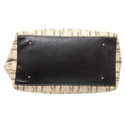 Pre Owned Carolina Herrera Beige/Brown Monogram PVC and Leather Shopper Tote