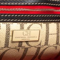 Pre Owned Carolina Herrera Beige/Brown Monogram PVC and Leather Shopper Tote