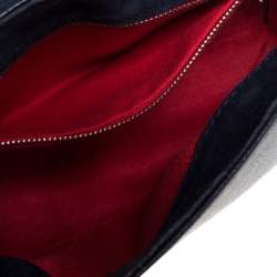 Pre Owned Carolina Herrera Navy Blue Leather Flap Shoulder Bag